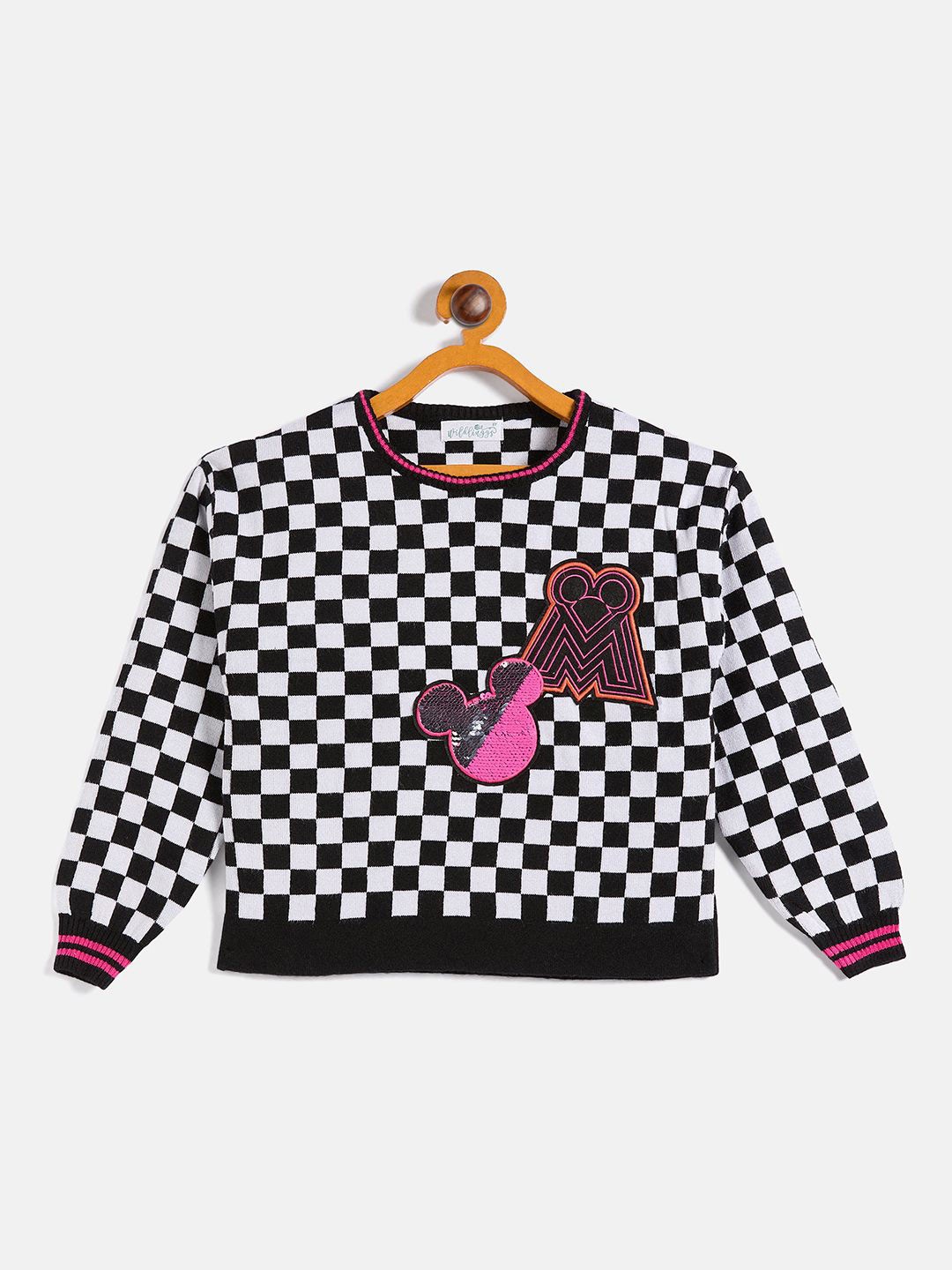 

JWAAQ Girls Checked Pullover, Black