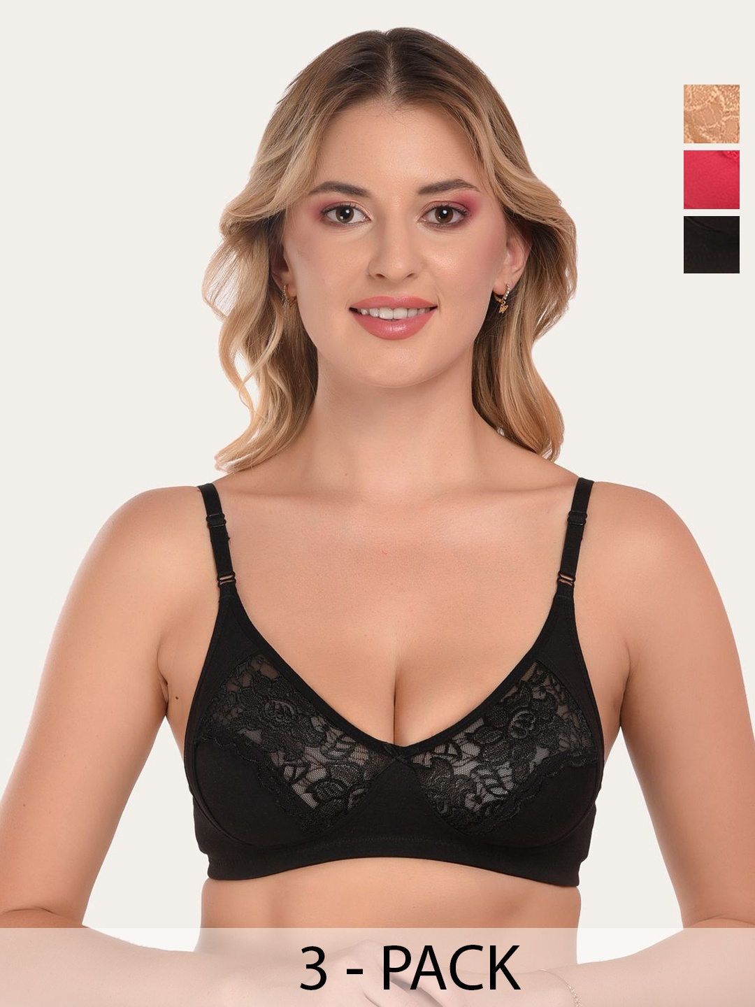 

DressBerry Flora Everyday Medium Coverage Bra, Black