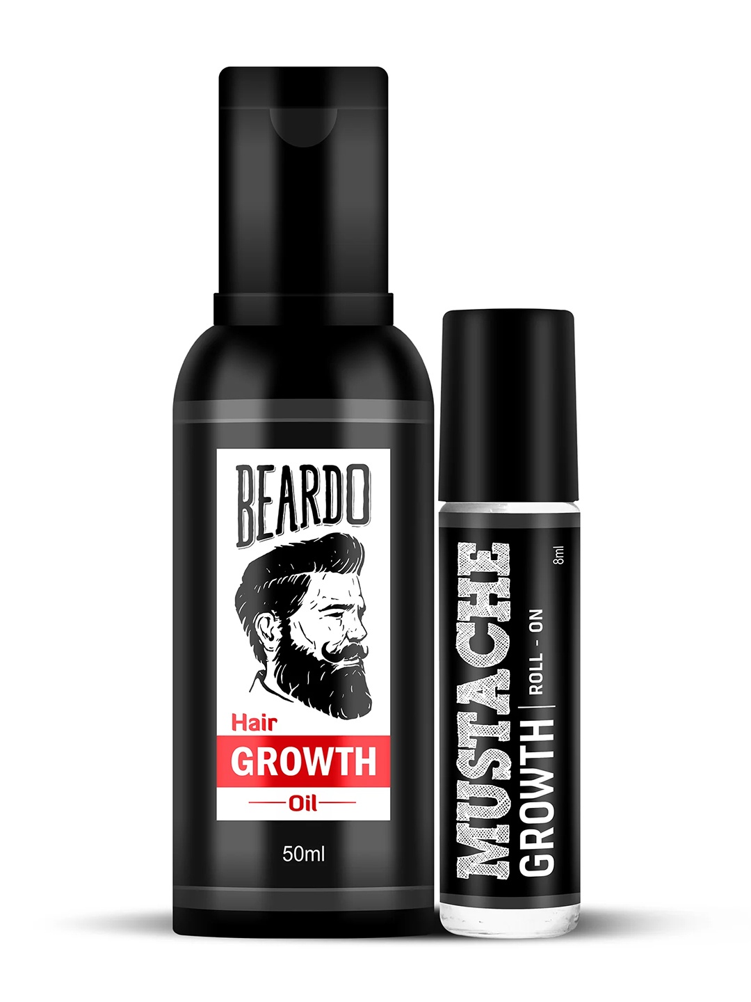 

BEARDO Beard Hair Growth Oil 50ml & Mustache Growth Roll On 8ml, Black