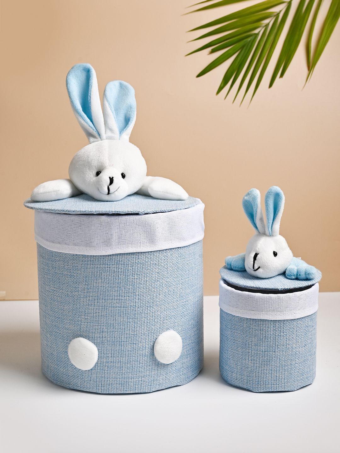 

MARKET99 Blue & White 2 Pieces Self Design Basket Organisers
