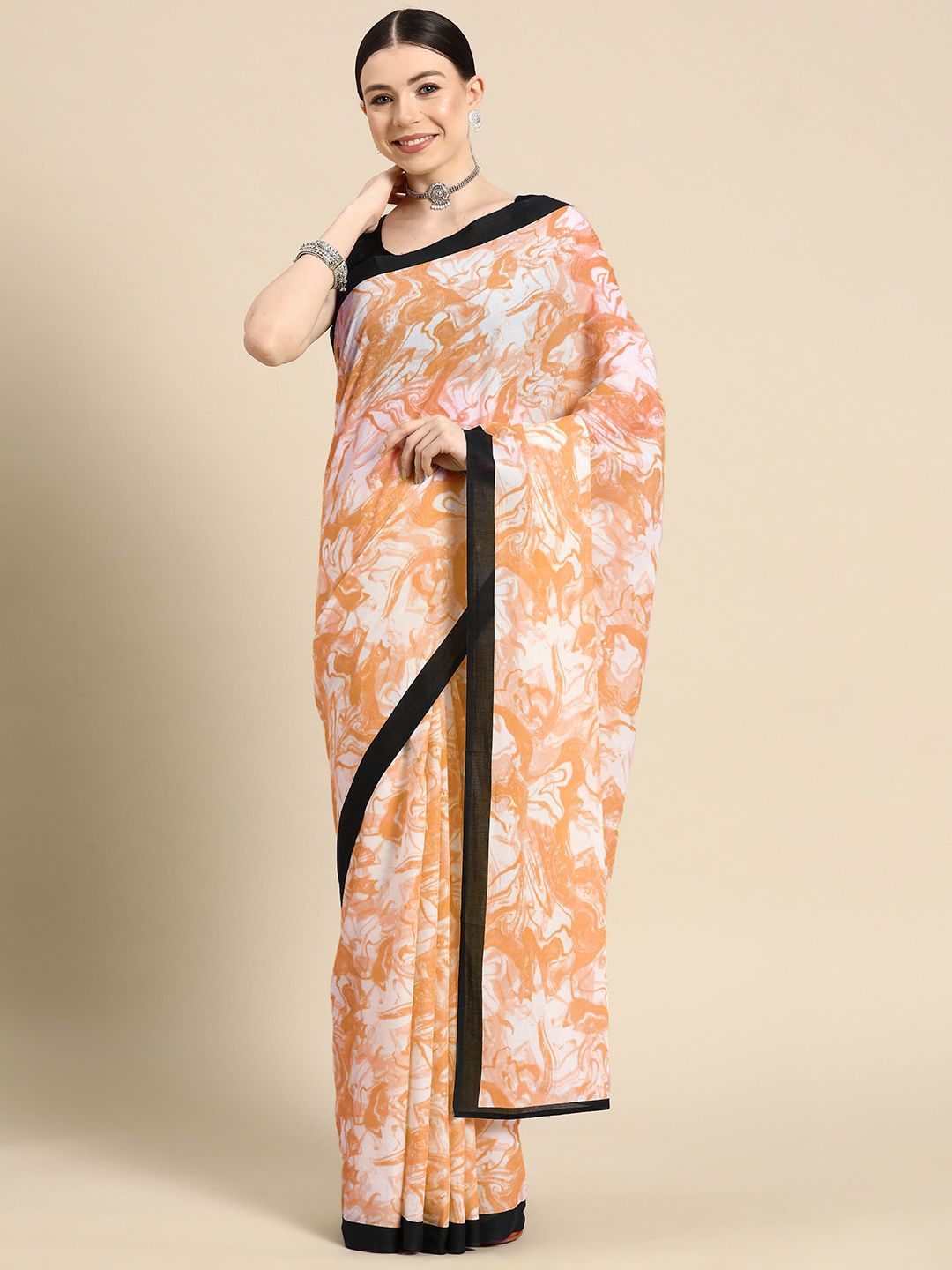 

BUTA BUTI Pure Cotton Saree, Orange