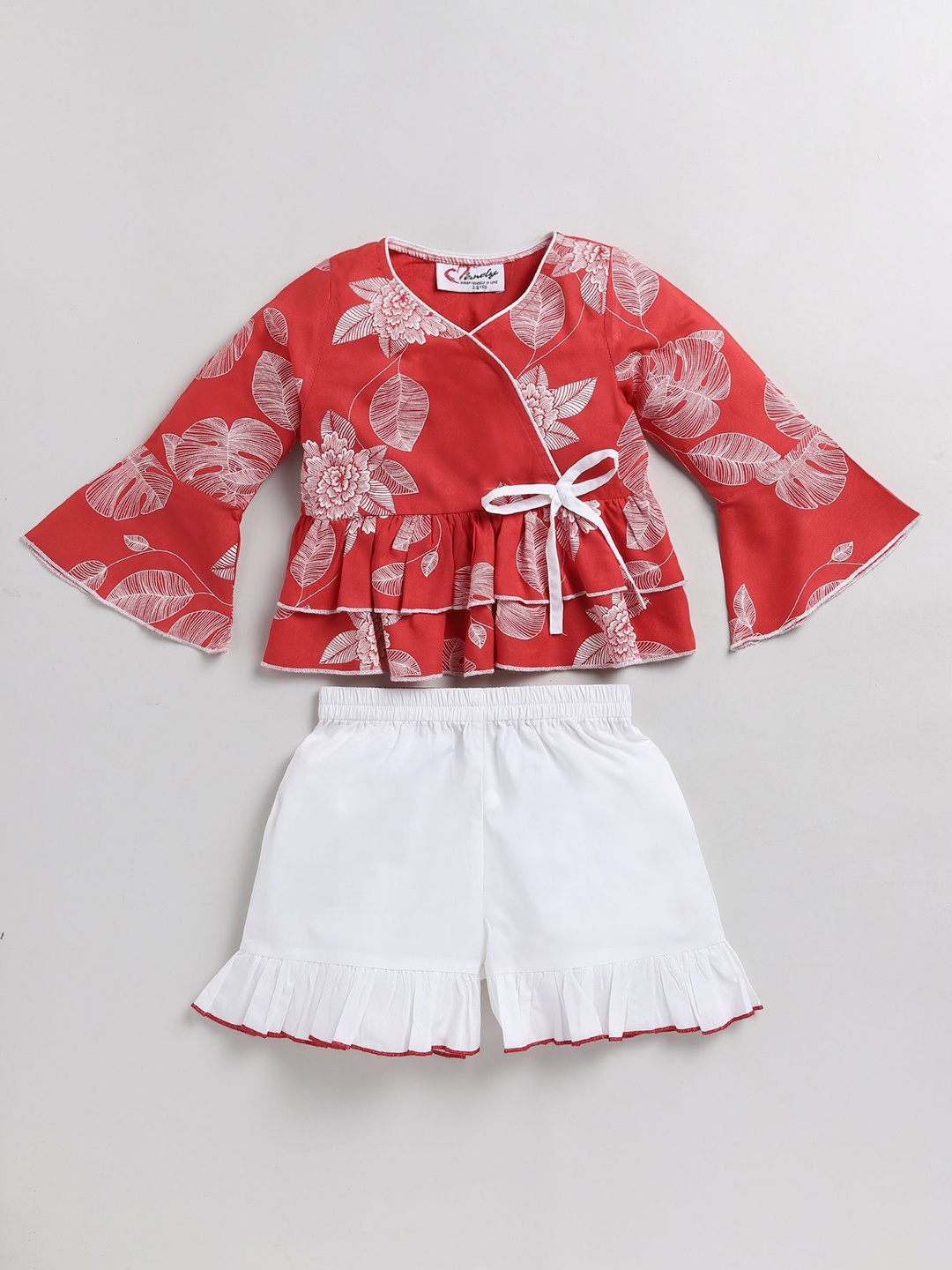 

M'andy Girls Printed Top with Shorts, Red