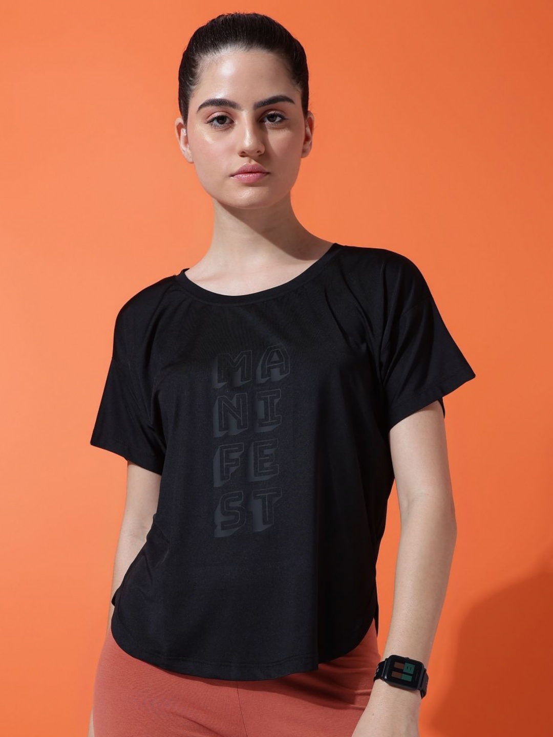 

MKH Women Typography Printed Round Neck T-Shirt, Black