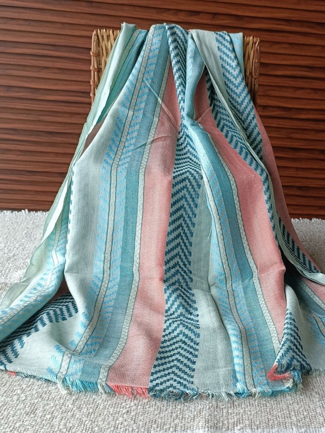 

Dupatta Bazaar Women Striped Stole, Blue