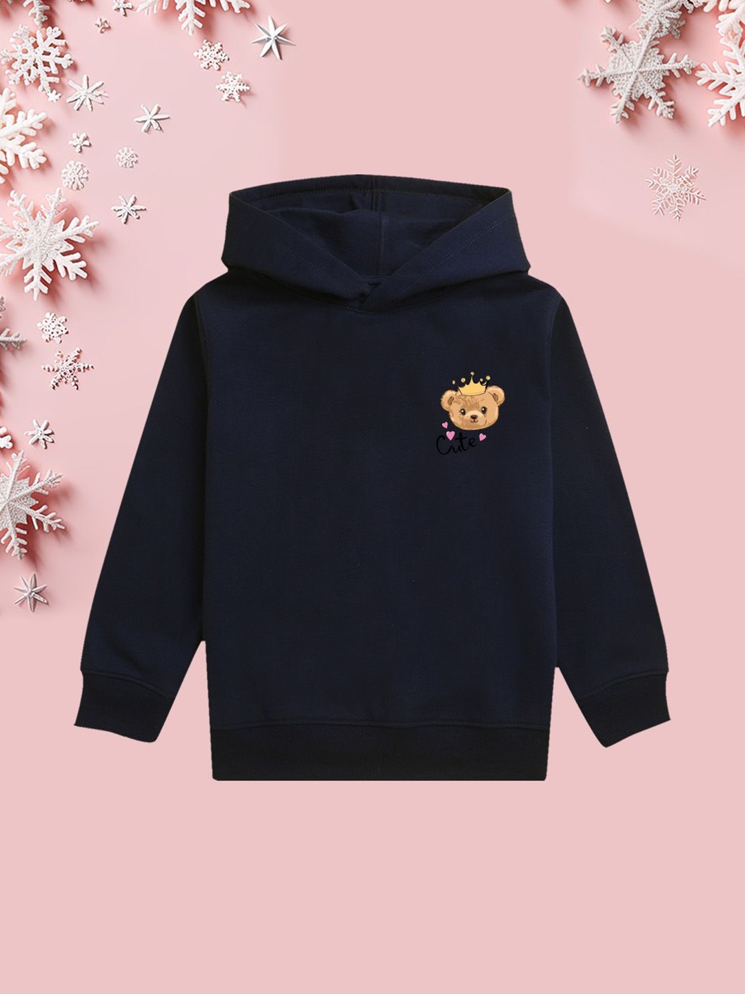 

NUSYL Girls Graphic Printed Hooded Sweatshirt, Navy blue