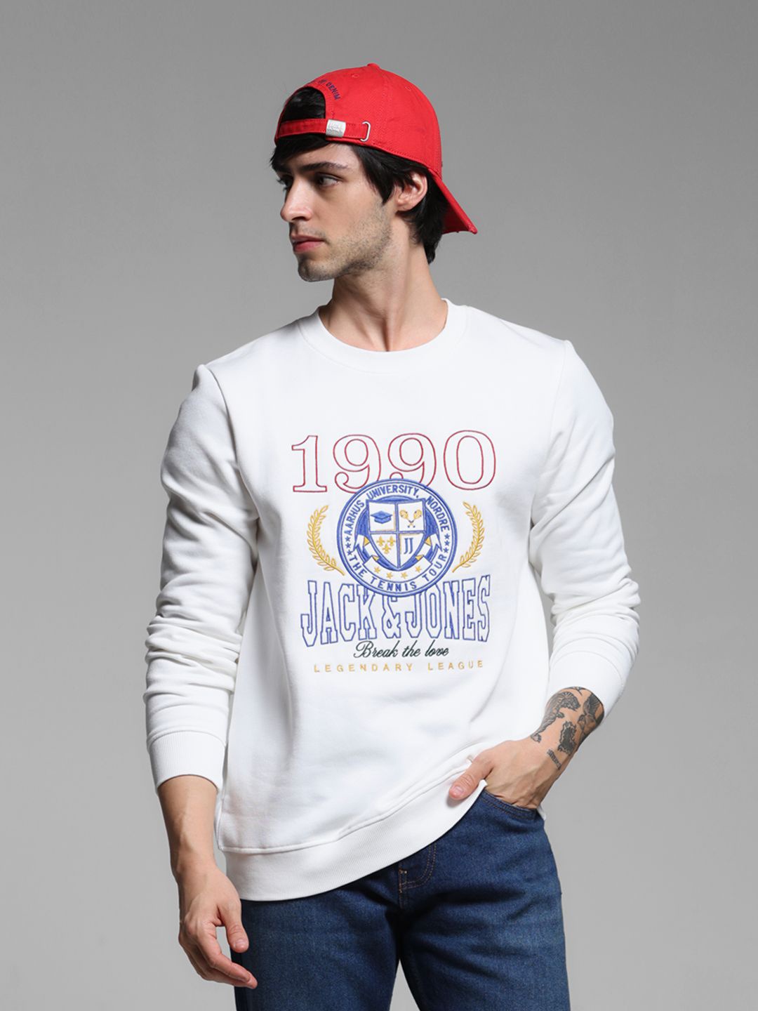 

Jack & Jones Men Printed Sweatshirt, White