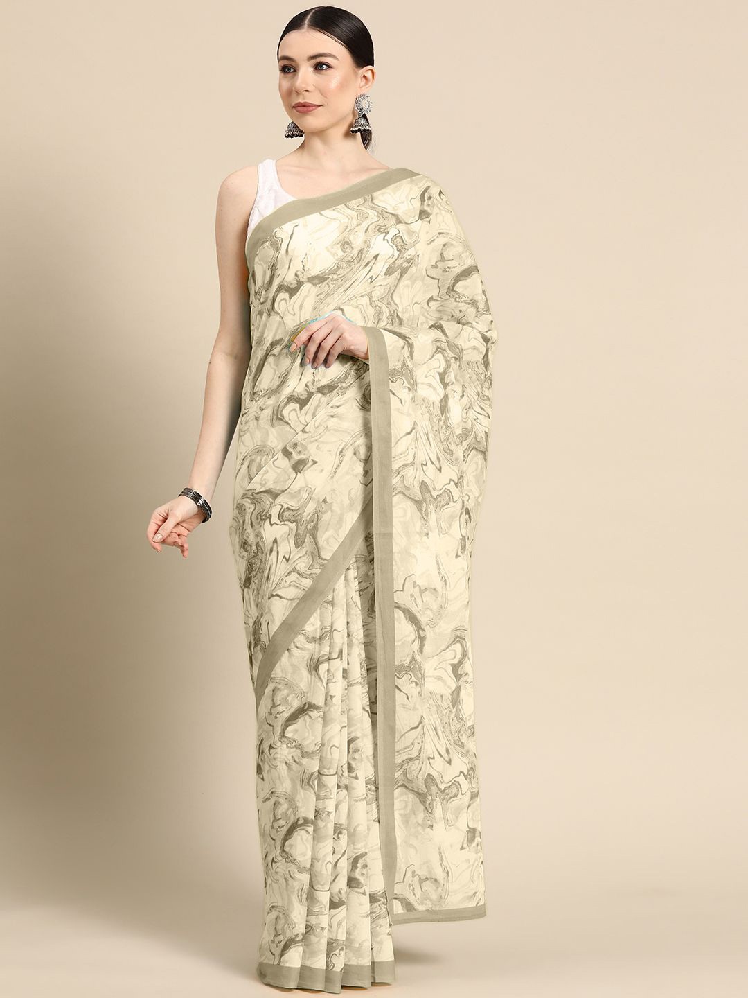 

BUTA BUTI Pure Cotton Saree, Coffee brown