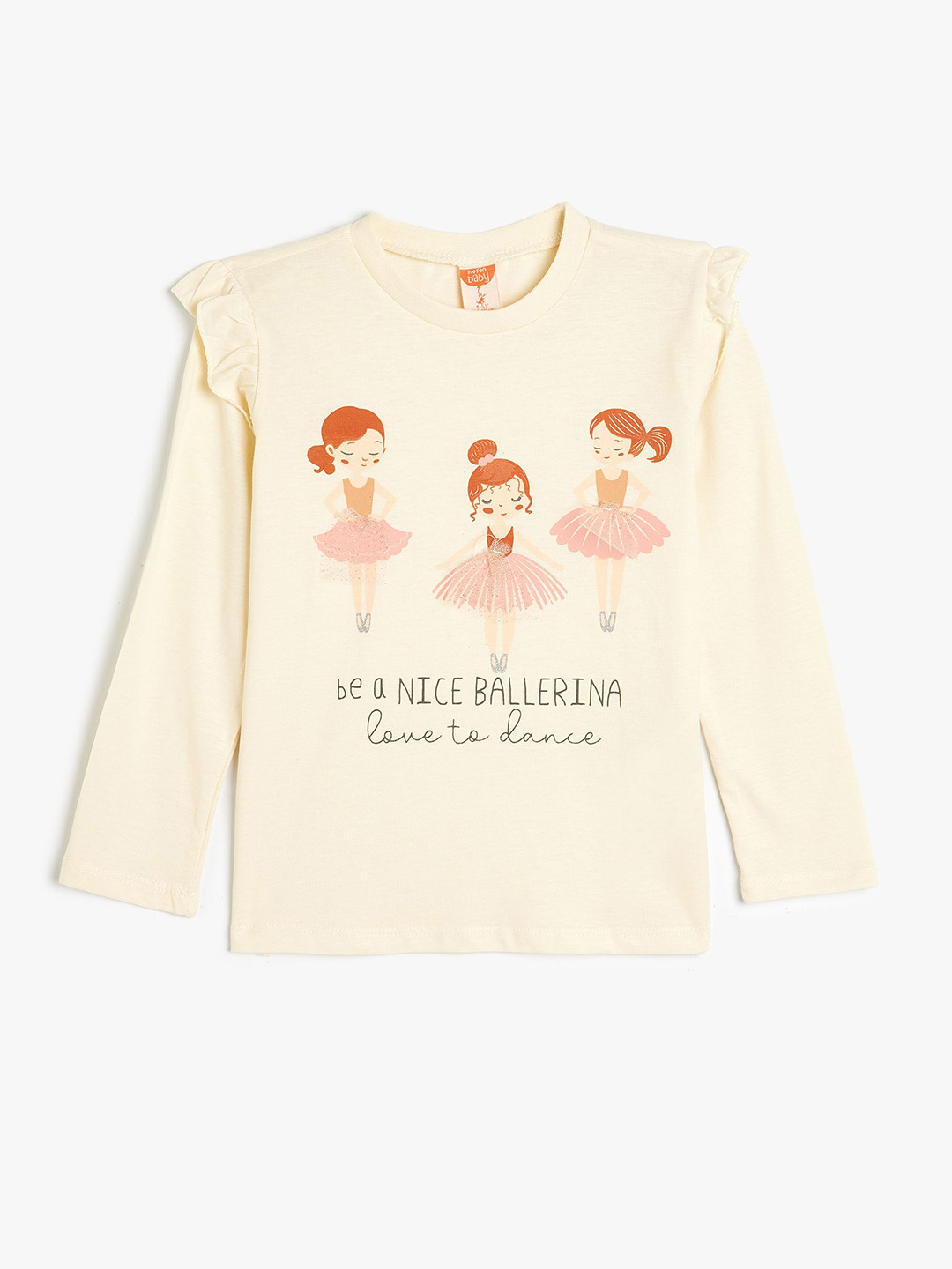 

Koton Girls Printed Applique T-shirt, Beige