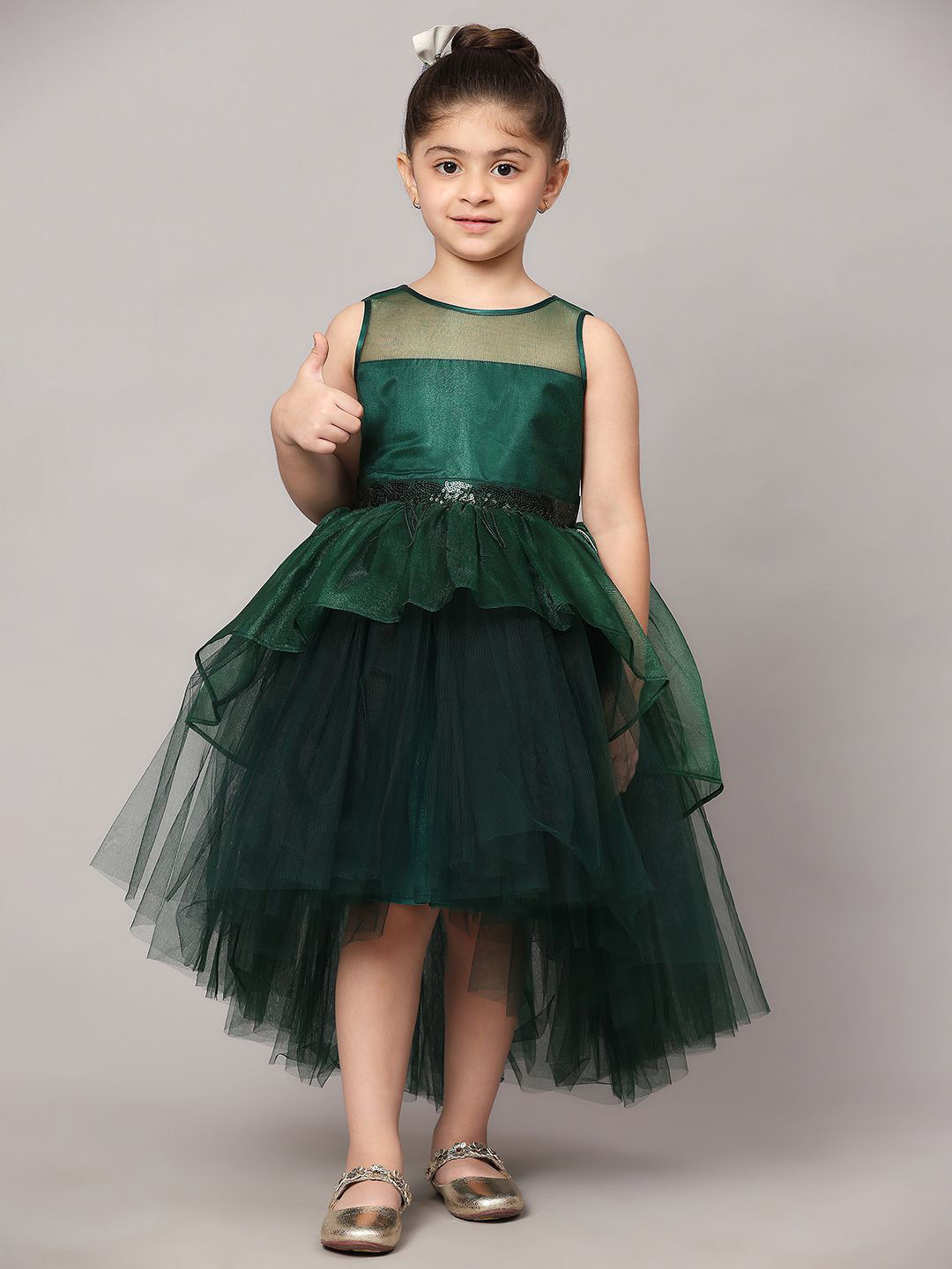 

Toy Balloon kids Net Fit & Flare Dress, Green