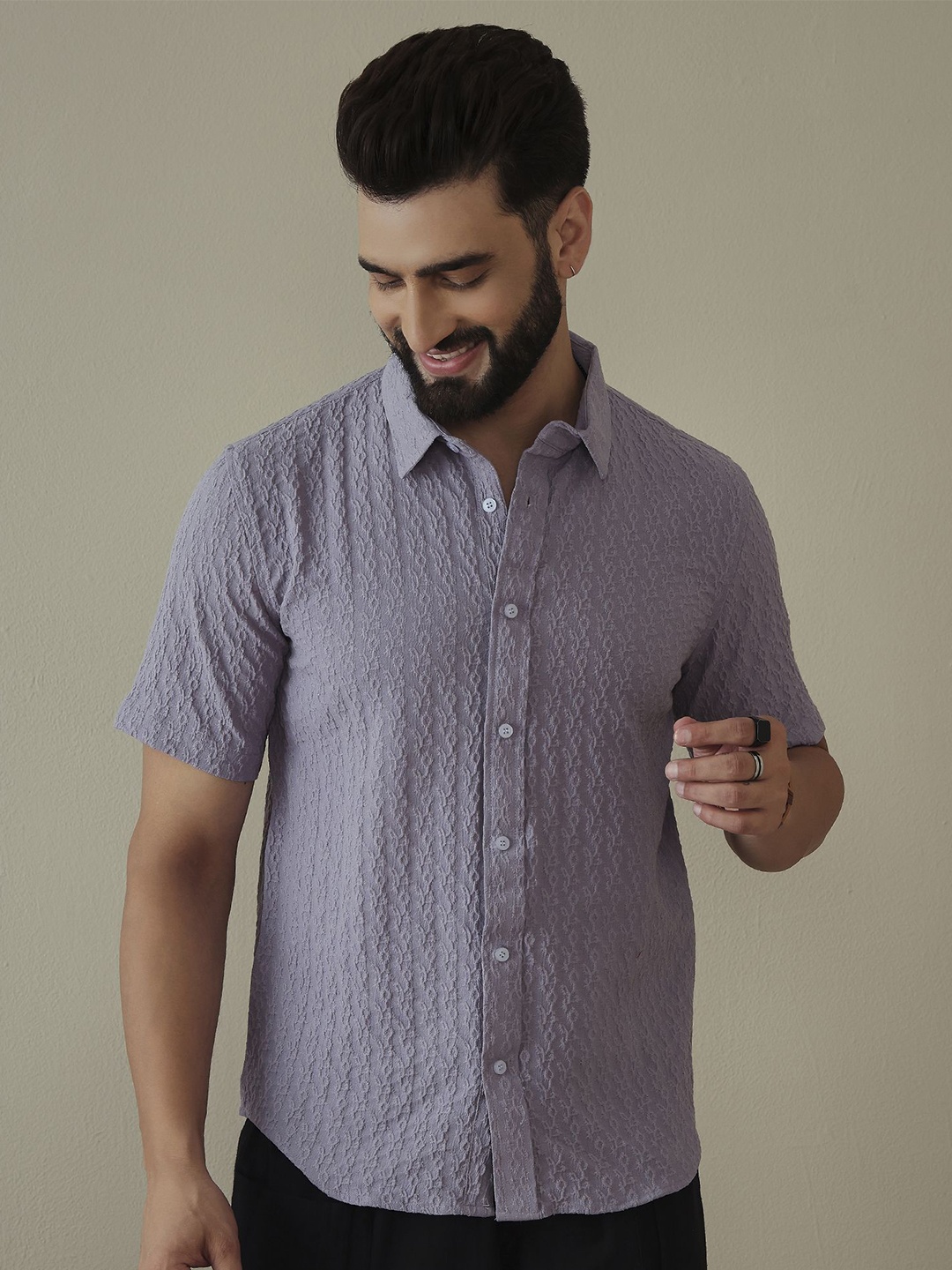 

HERE&NOW Men Classic Opaque Printed Casual Shirt, Grey