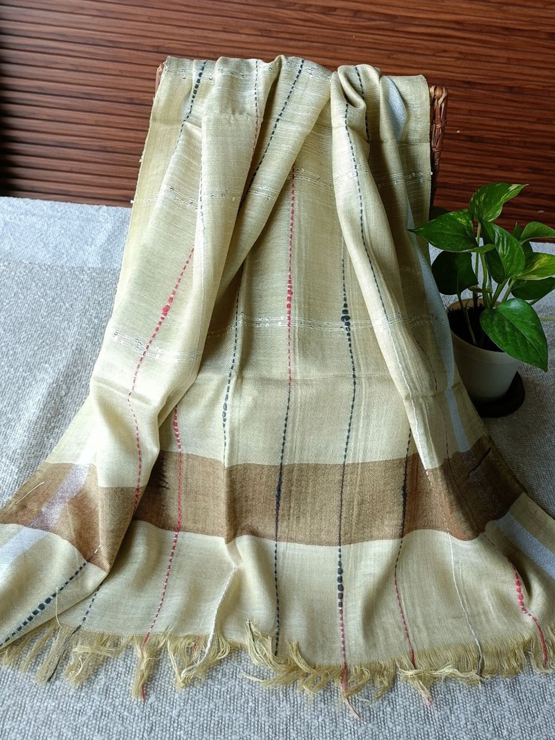 

Dupatta Bazaar Women Woven Design Stole, Beige