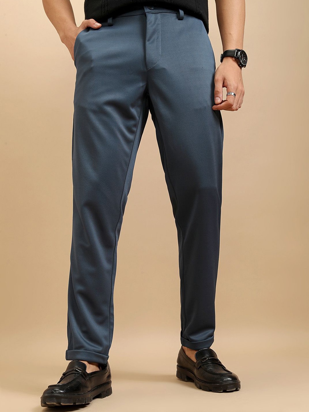 

HIGHLANDER Men Slim Fit Chinos Trousers, Black