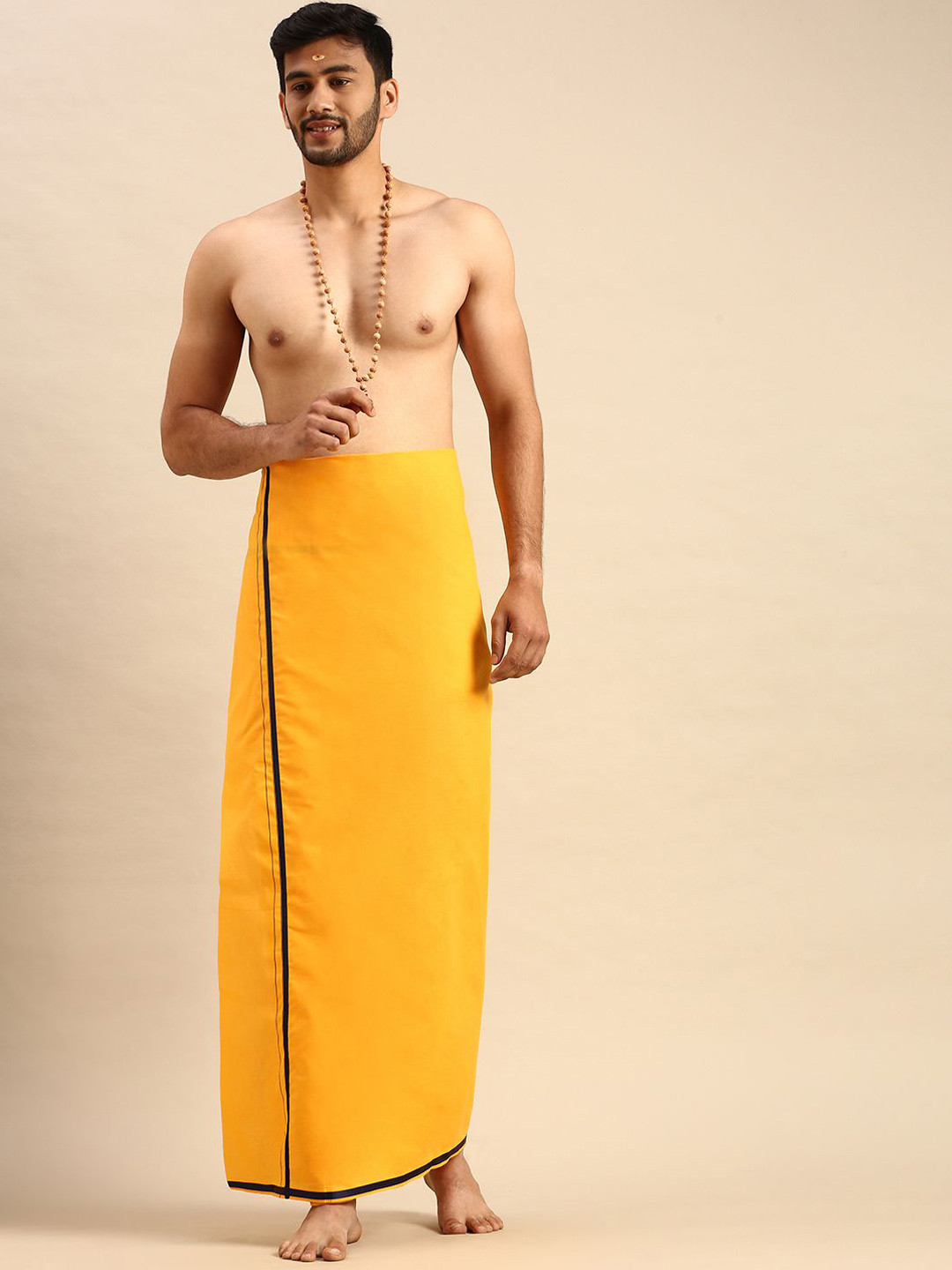 

Ramraj Men Bordered Dhoti, Yellow