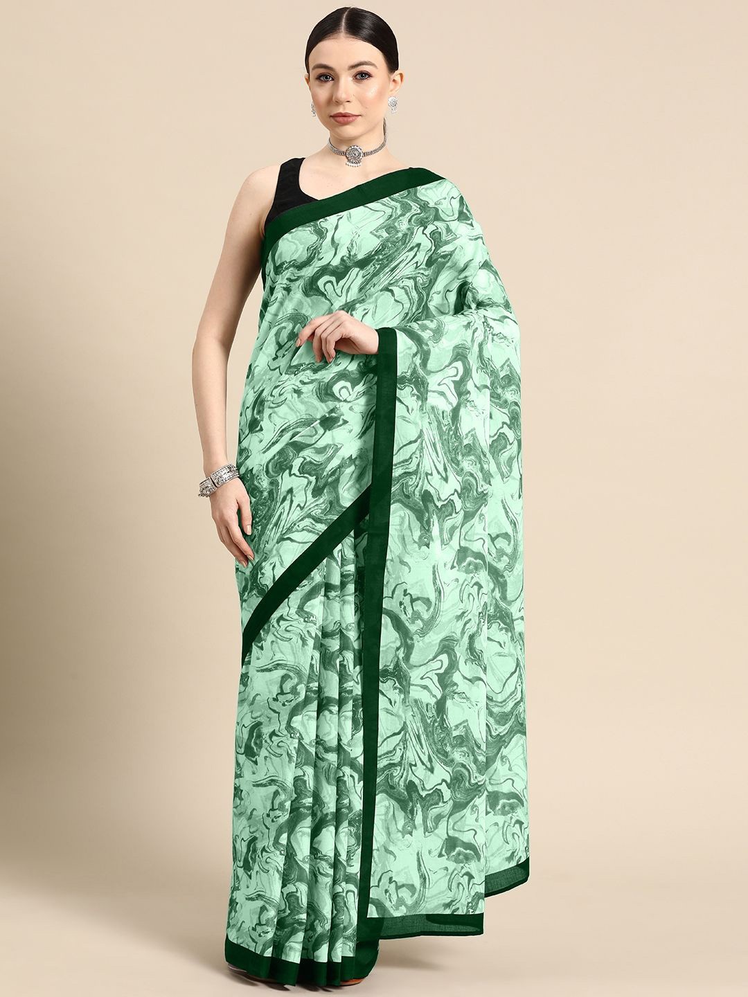 

BUTA BUTI Pure Cotton Saree, Green