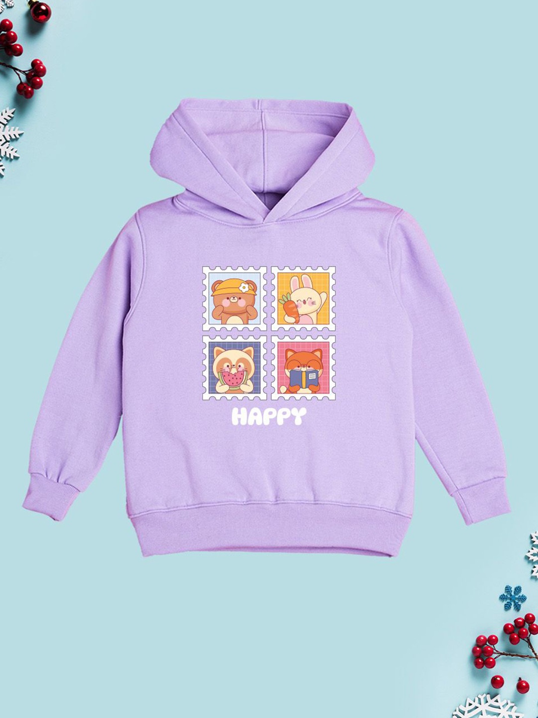 

NUSYL Girls Printed Hooded Sweatshirt, Lavender