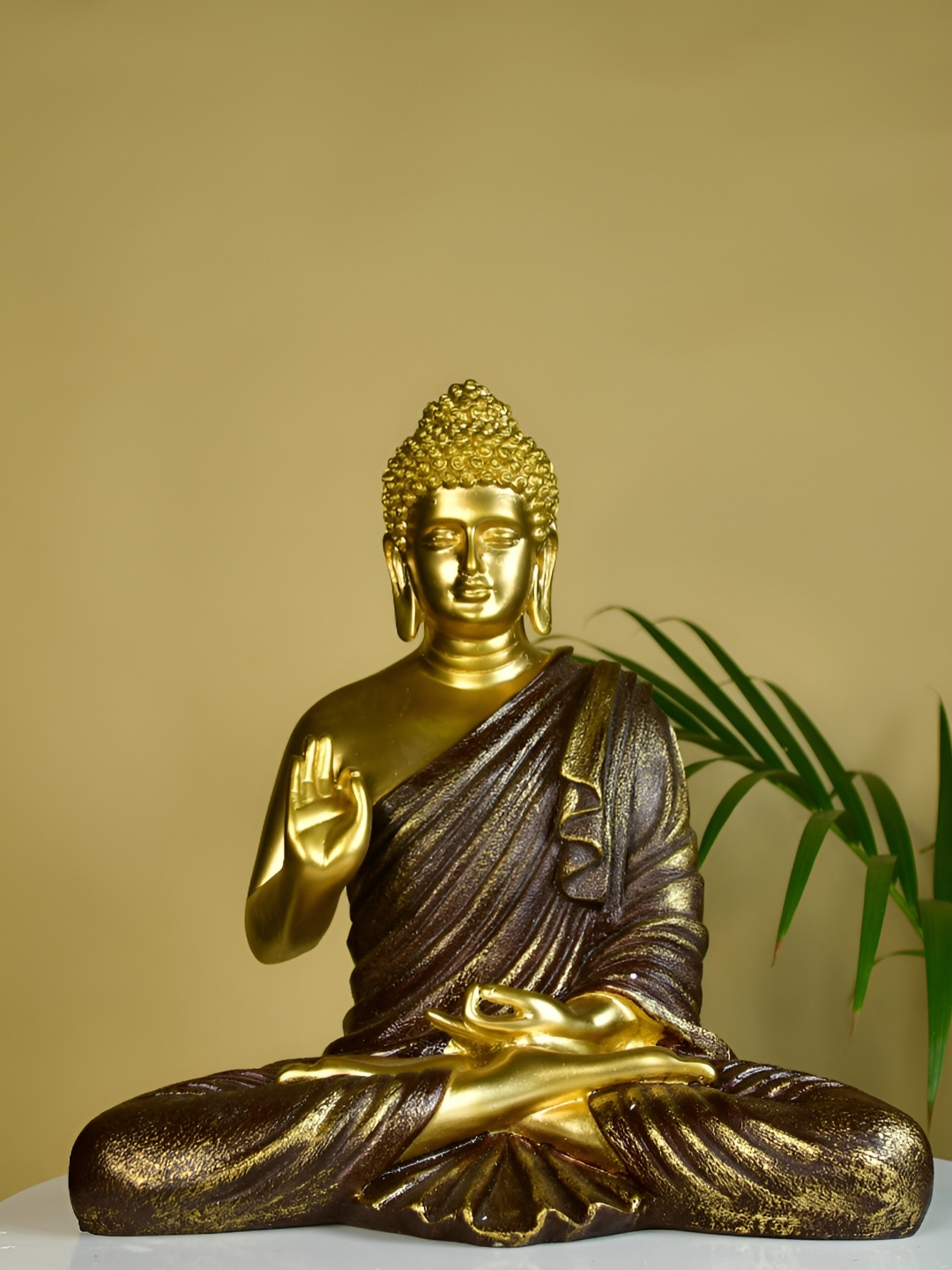 

SOWPEACE Gold-Toned Resin Buddha Figurine Showpiece