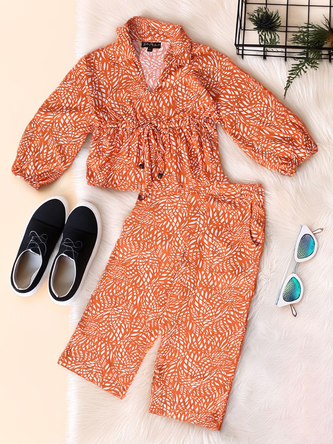 

Bella Moda Girls Printed Top with Trousers, Orange
