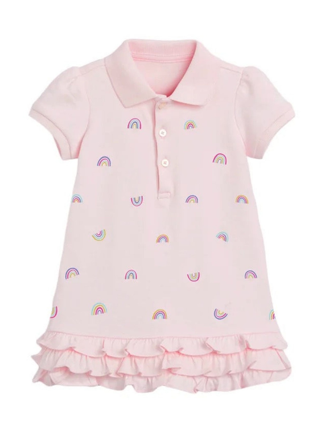 

TrendyKid Girls Printed Shirt Collar A-Line Dress, Pink