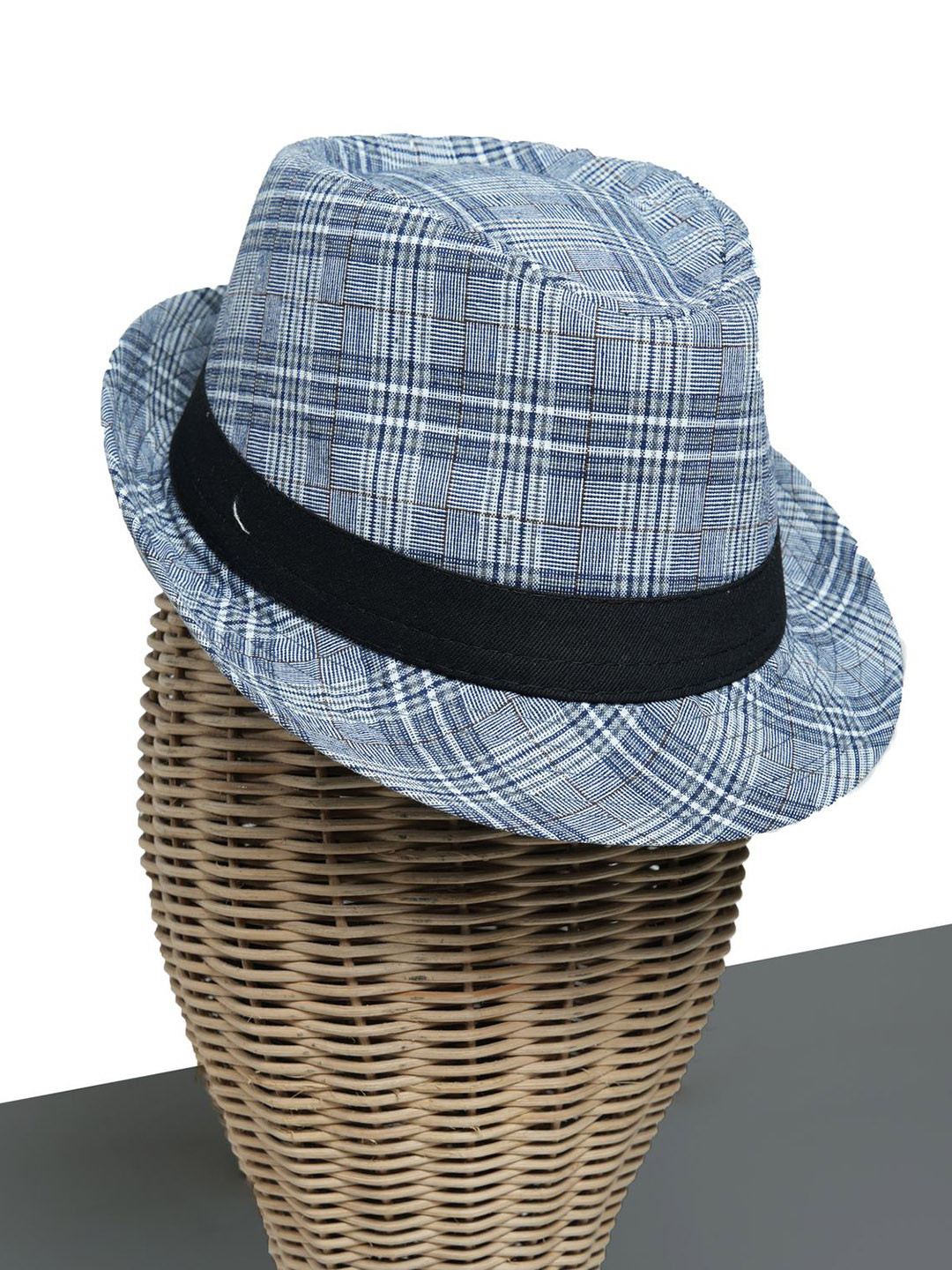 

CHOKORE Unisex Grey Checked Fedora Hat