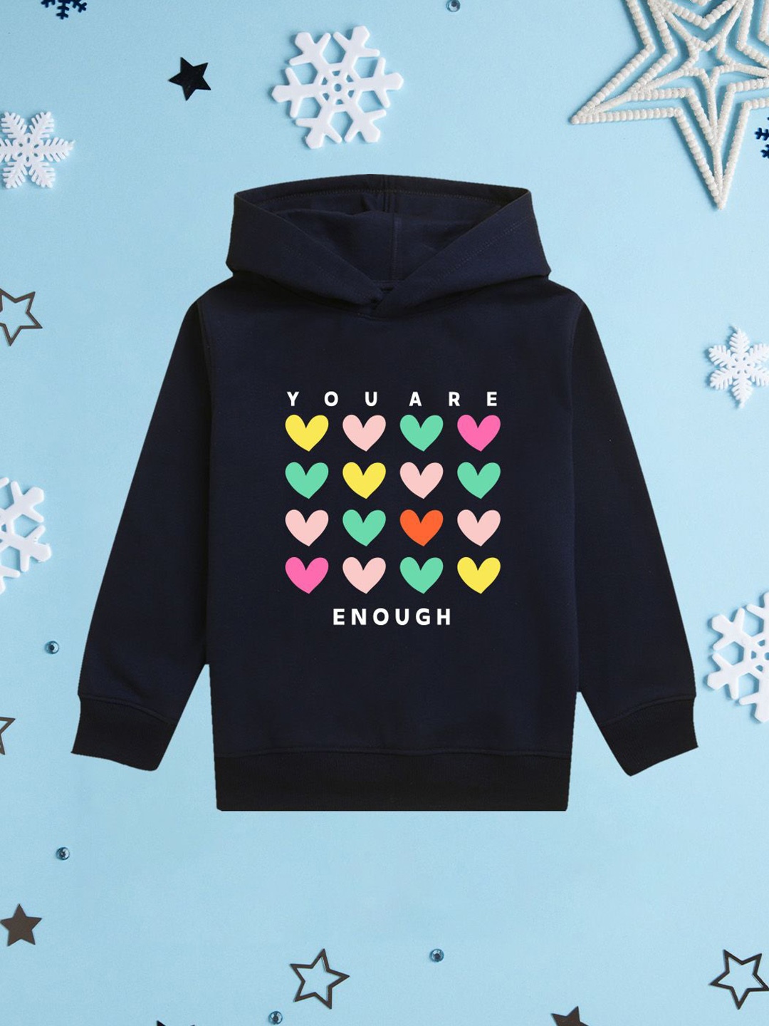 

NUSYL Girls Graphic Printed Hooded Sweatshirt, Navy blue