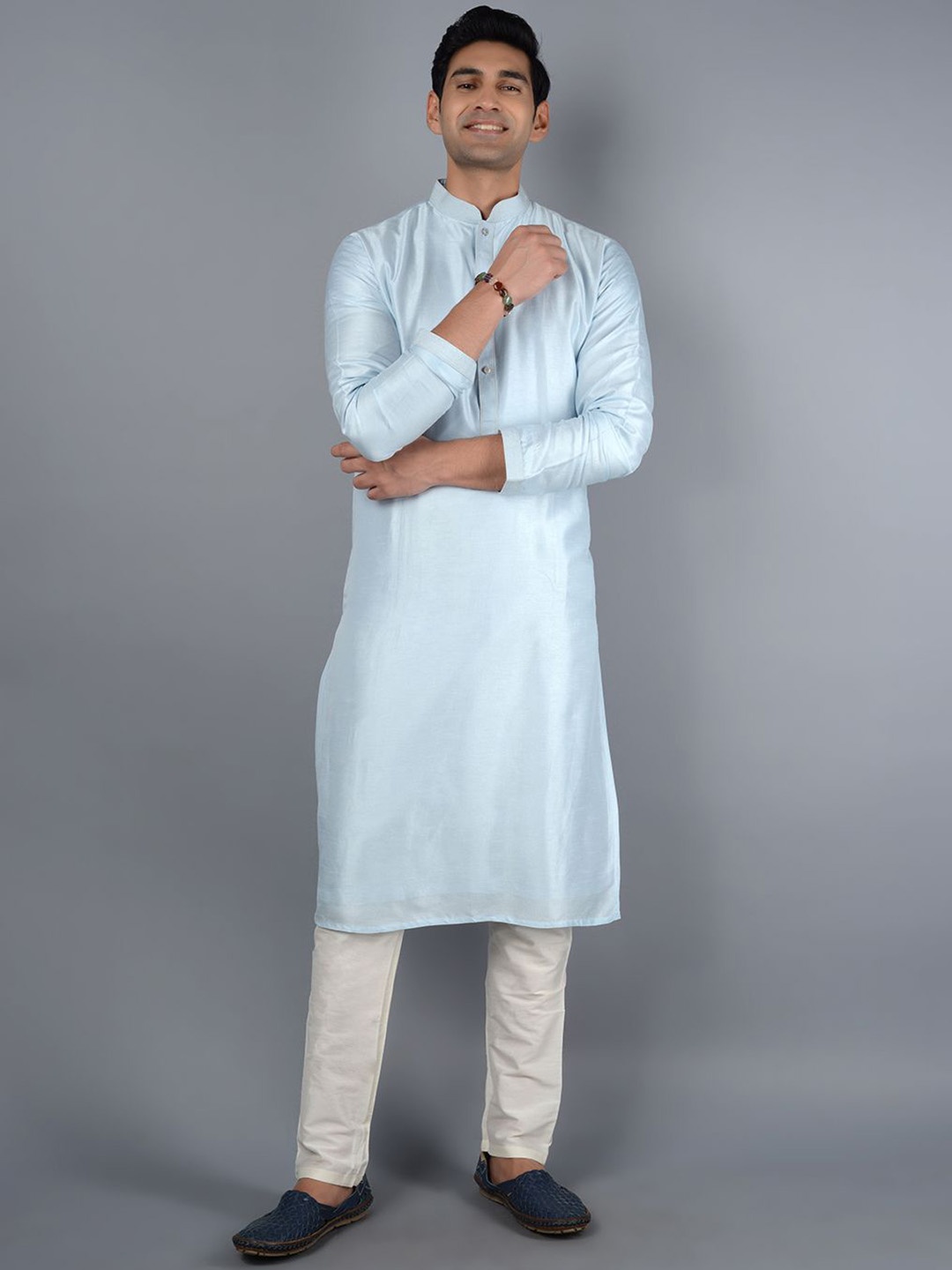 

azania Men Regular Kurta with Pyjamas, Blue