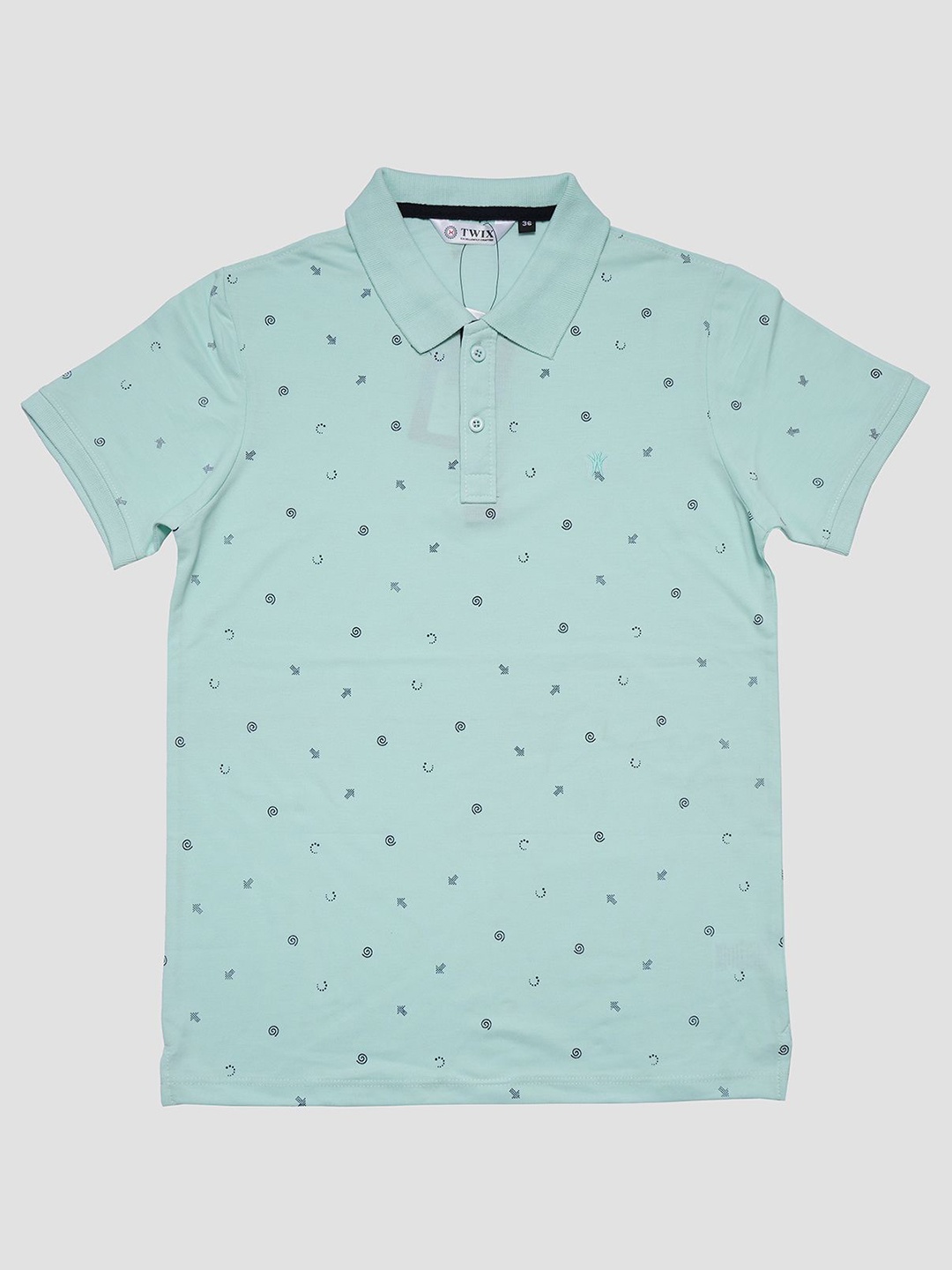 

TWIX Boys Conversational Printed Polo Collar Cotton T-Shirt, Green