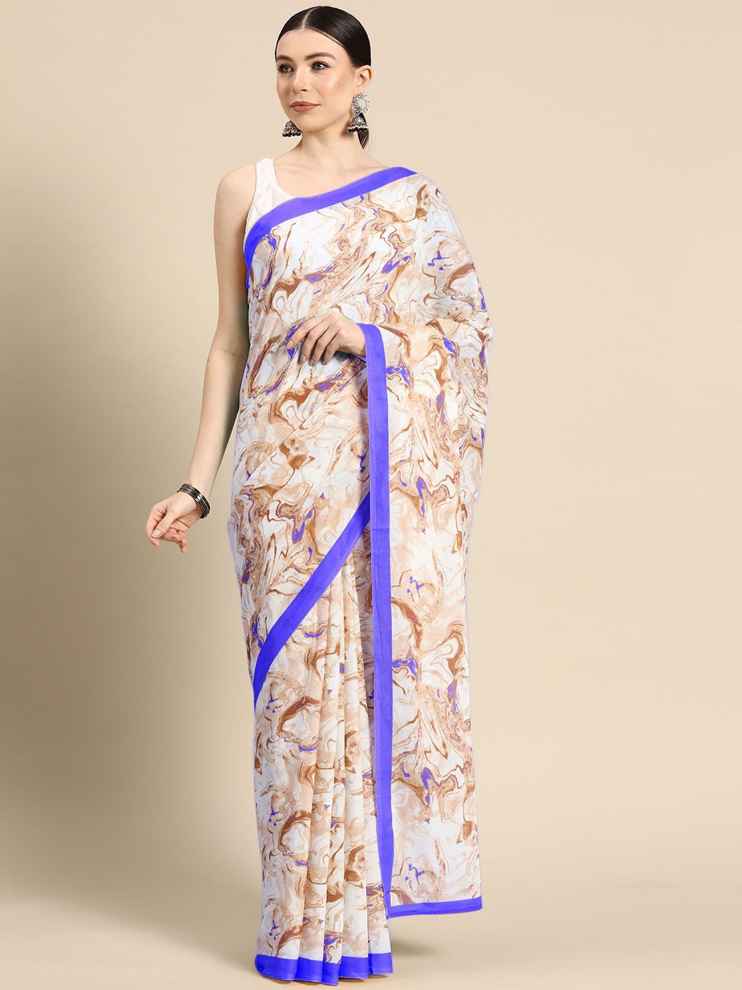 

BUTA BUTI Pure Cotton Saree, Navy blue