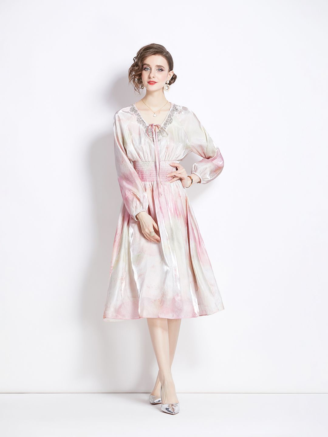 

JC Collection Floral Print A-Line Midi Dress, Pink