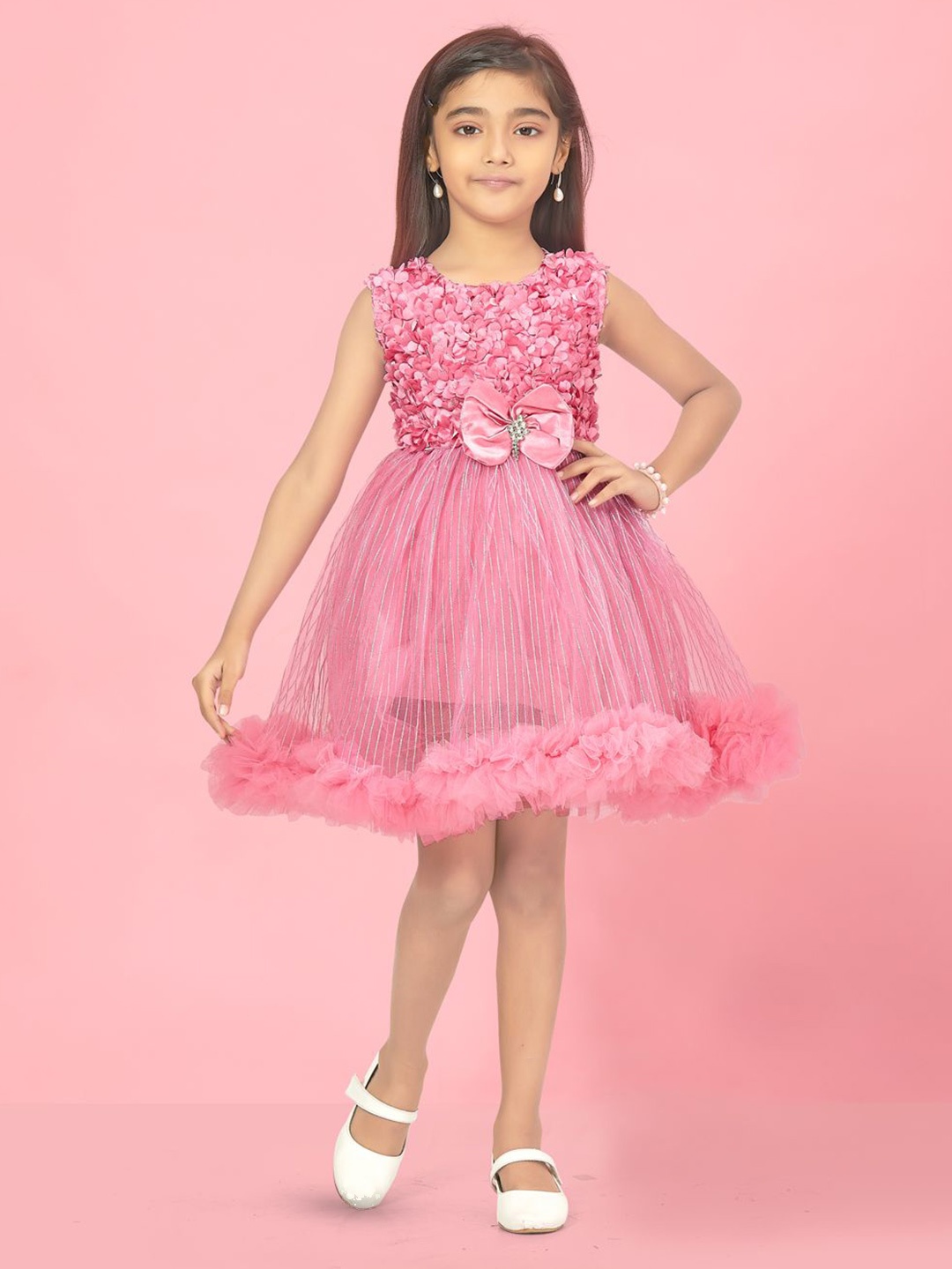 

BAESD Embellished Net Fit & Flare Dress, Pink