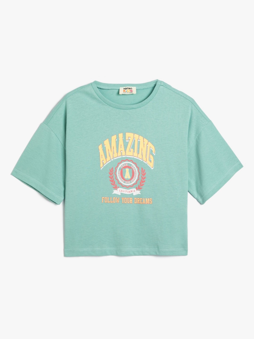 

Koton Girls Typography Printed T-shirt, Green