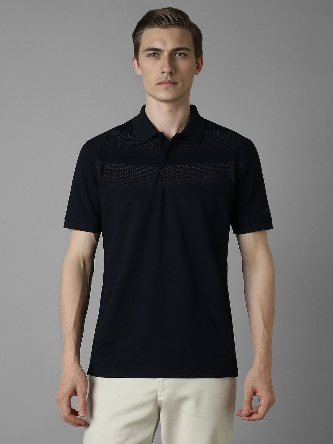

Louis Philippe Men Solid Polo Collar Cotton T-Shirt, Black