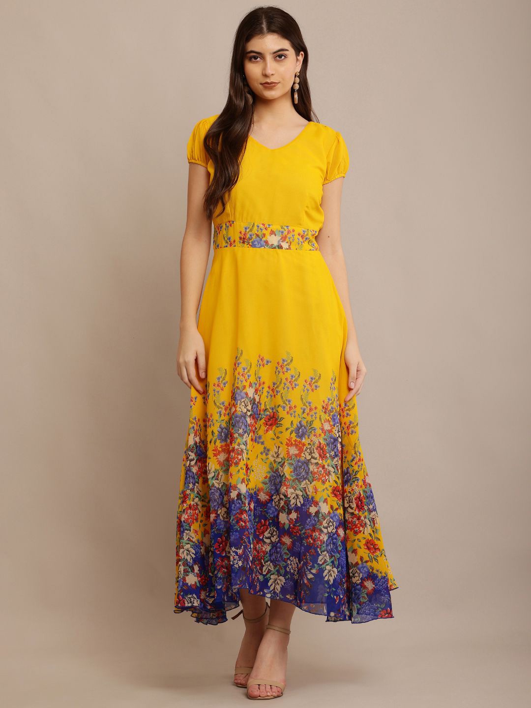 

Raabta Fashion Floral Print Georgette Maxi Dress, Multi