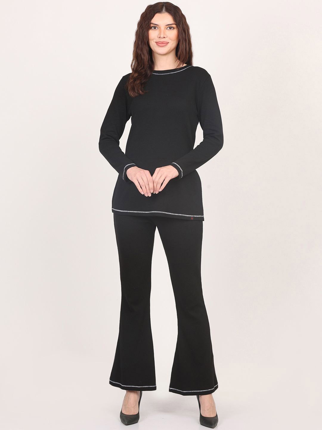 

Nimble Round Neck Pure Cotton Top & Trousers, Black