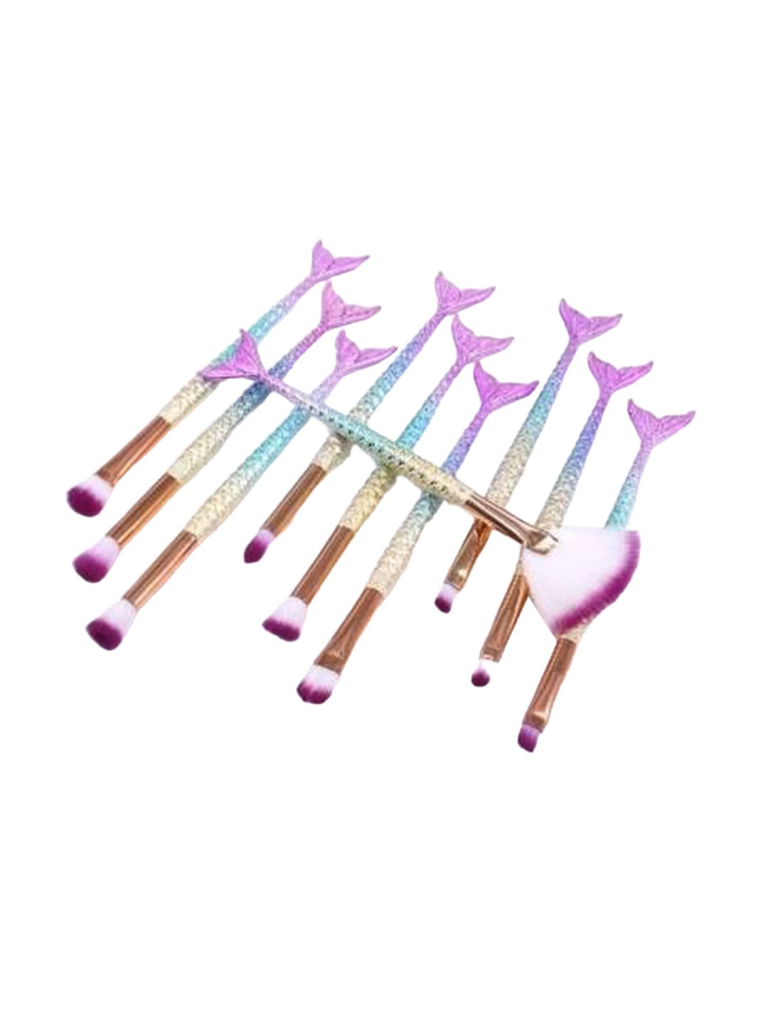 

Yoana Set Of 10 Mermaid Makeup Brushes Set, Green