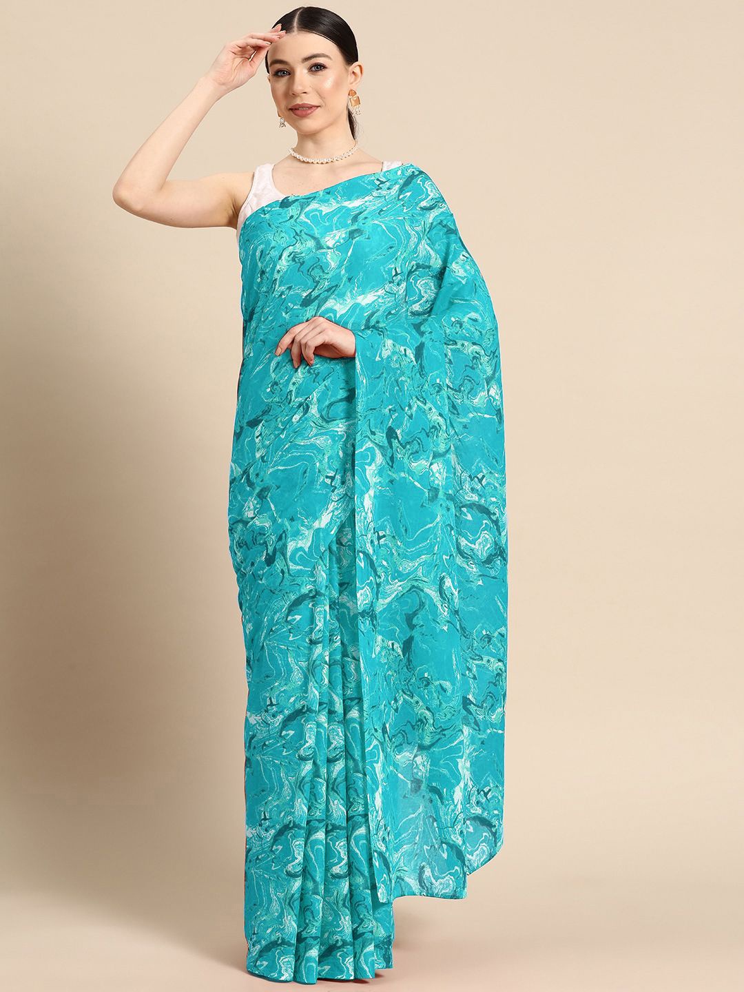 

BUTA BUTI Pure Cotton Saree, Blue