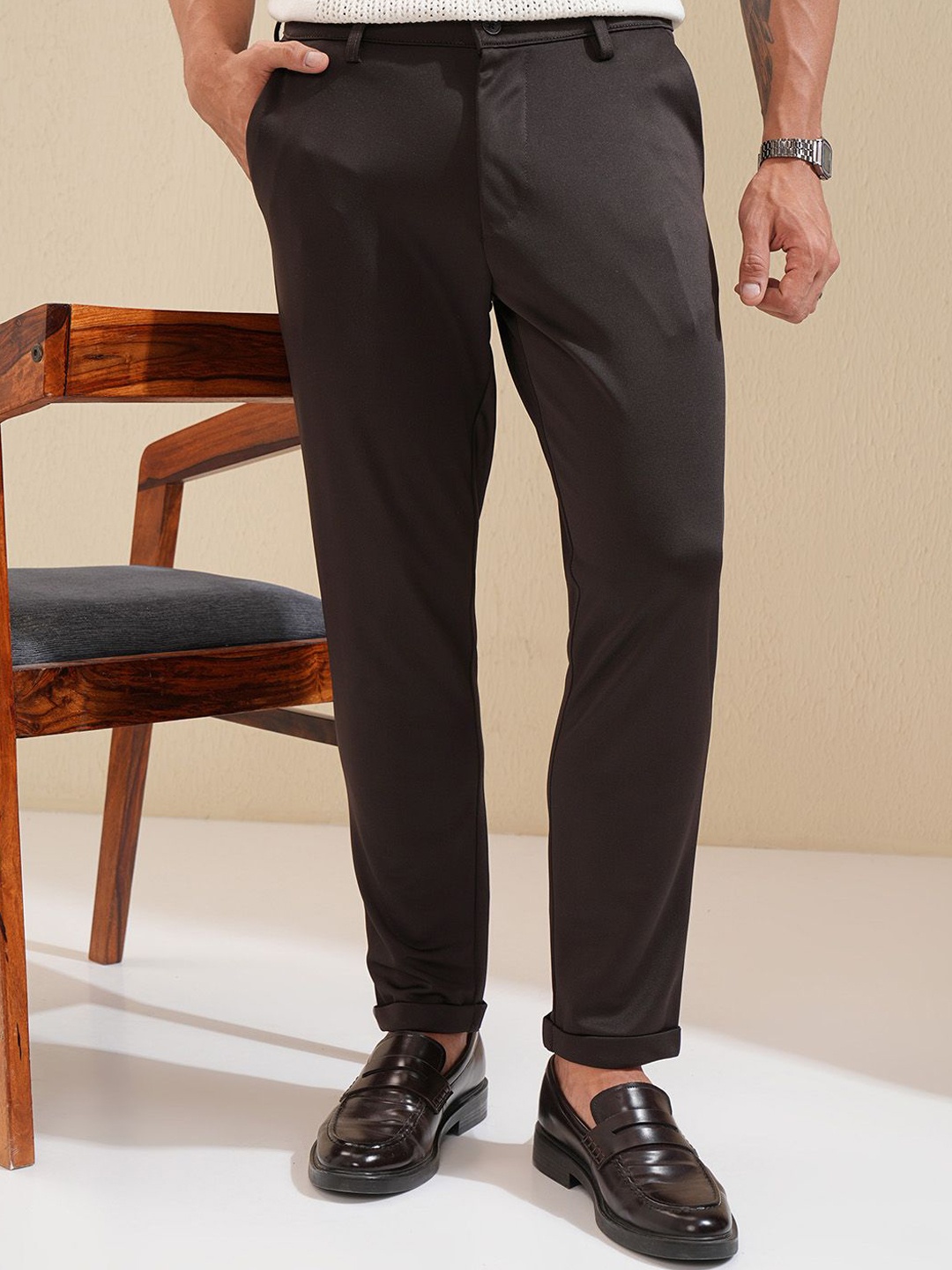 

HIGHLANDER Men Slim Fit Trousers, Black