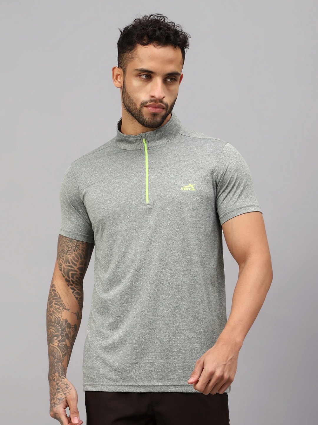 

VECTOR X Men Solid Polo Collar T-Shirt, Grey