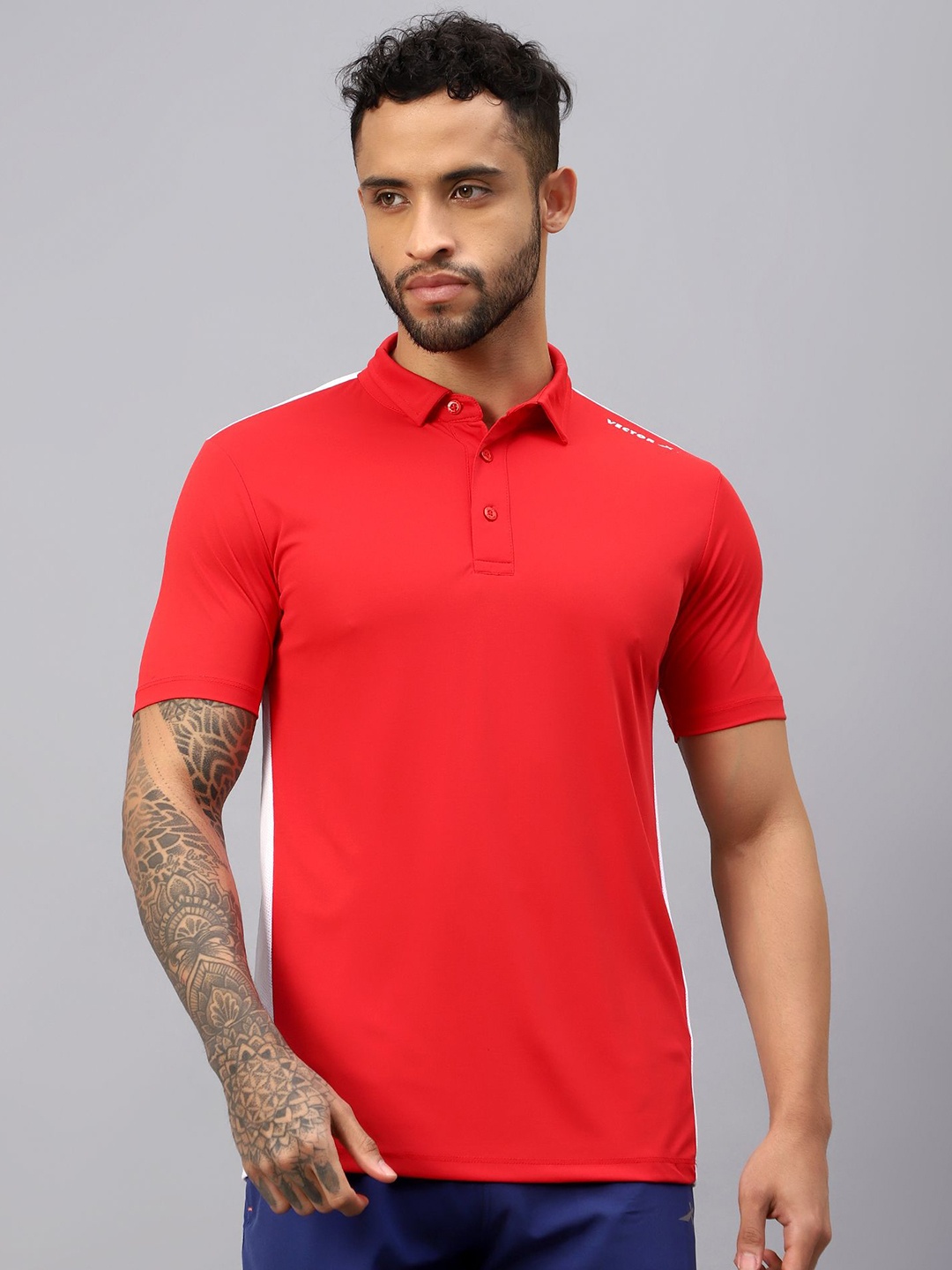 

VECTOR X Men Solid Polo Collar T-Shirt, Red