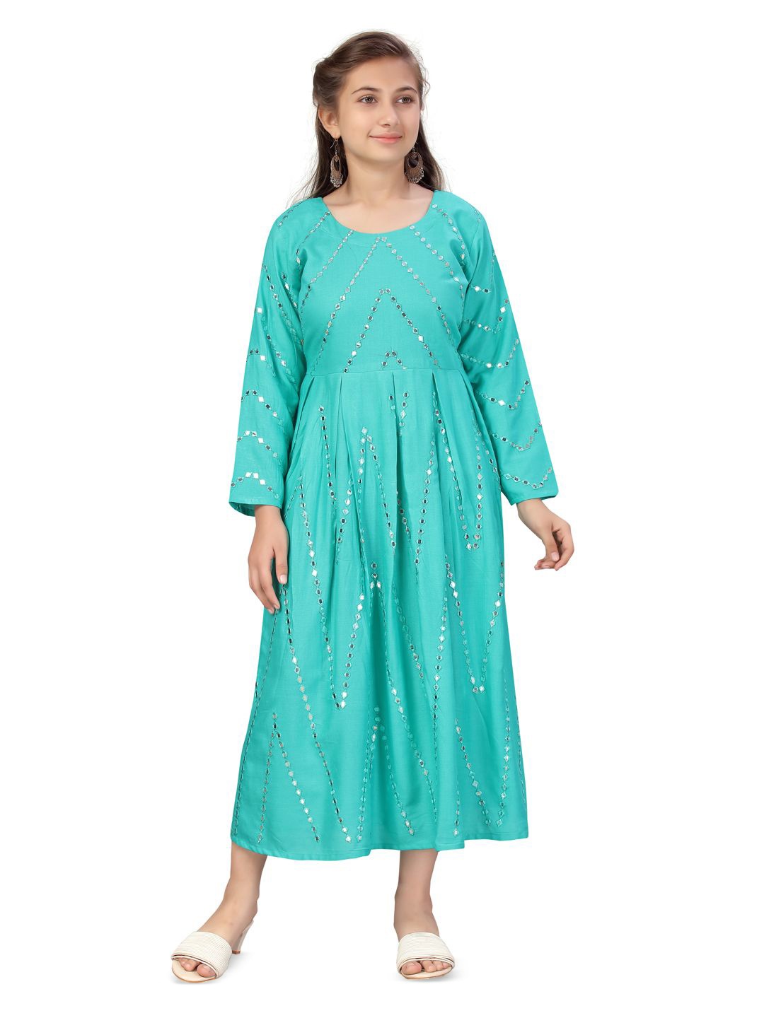 

BAESD Girls Embellished Fit & Flare Midi Dress, Sea green