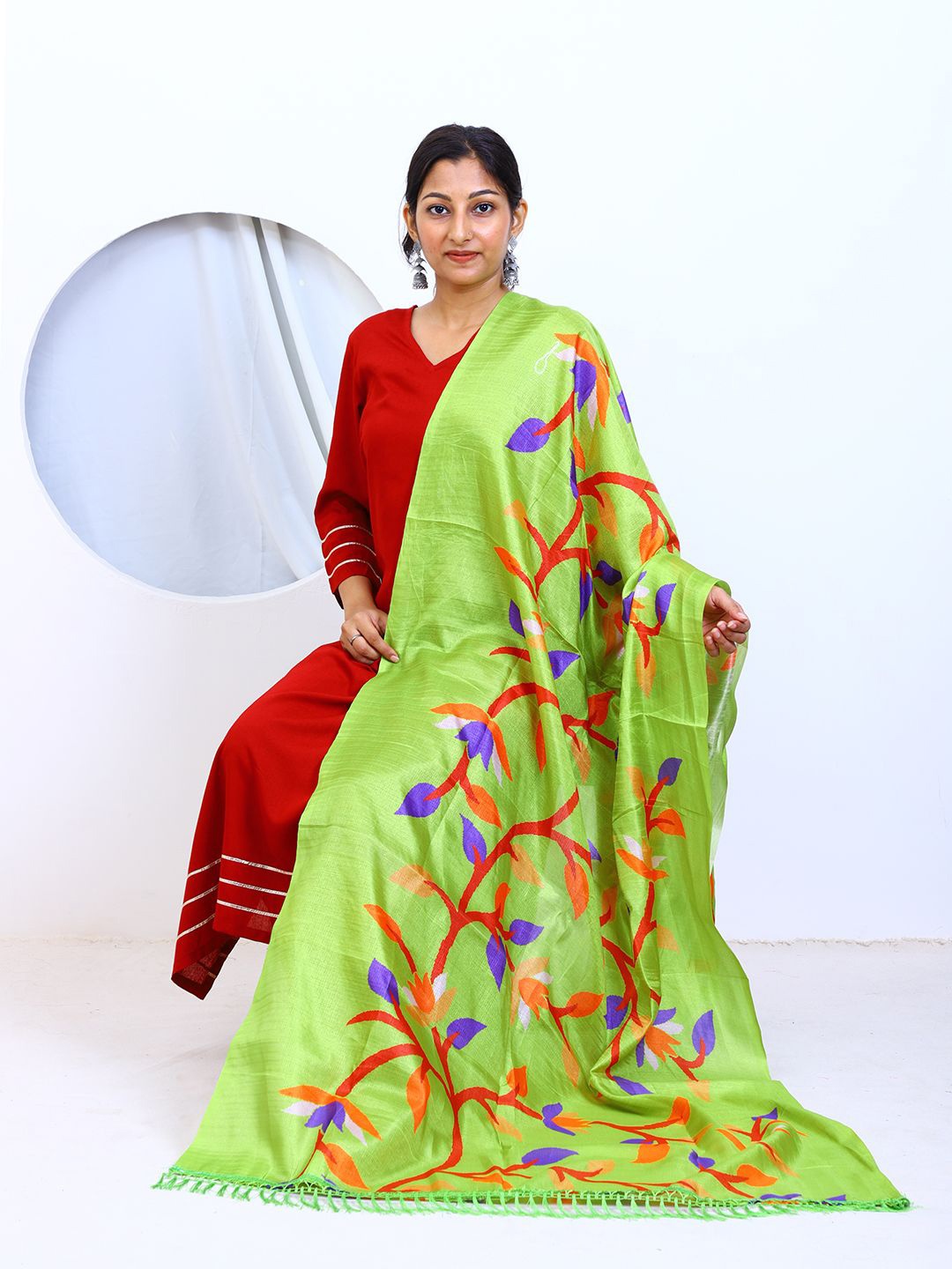 

DEEBACO Printed Dupatta, Green