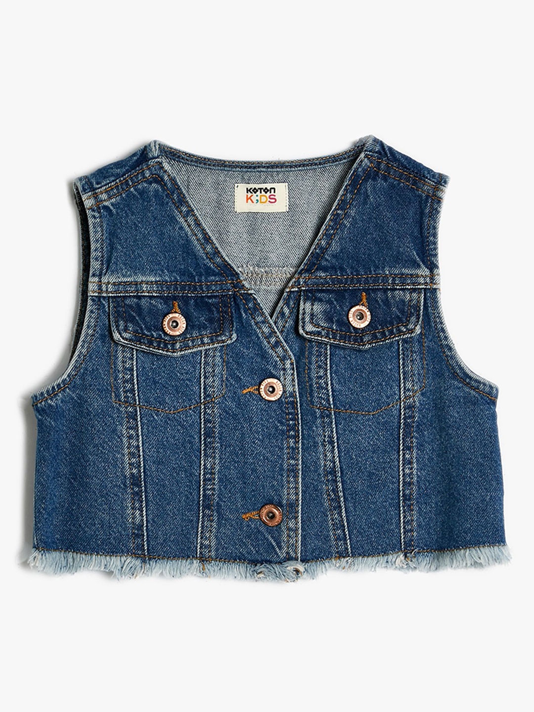 

Koton Girls Washed Crop Denim Jacket, Blue