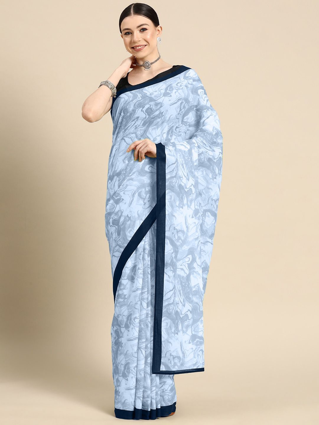 

BUTA BUTI Pure Cotton Saree, Blue