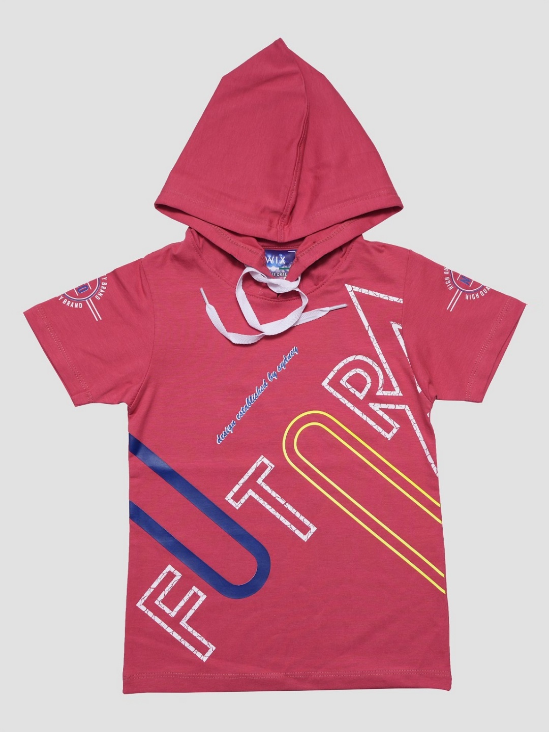 

TWIX Boys Typography Printed Hood Cotton T-Shirt, Red