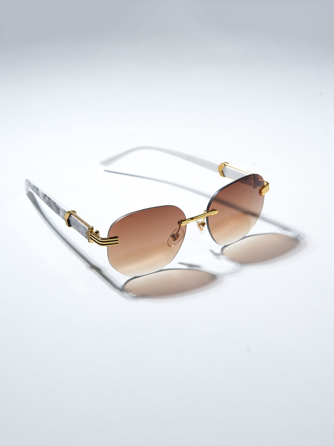 

CHOKORE Unisex Rectangle Sunglasses with UV Protected Lens CHKSM_112-Brown/Tea