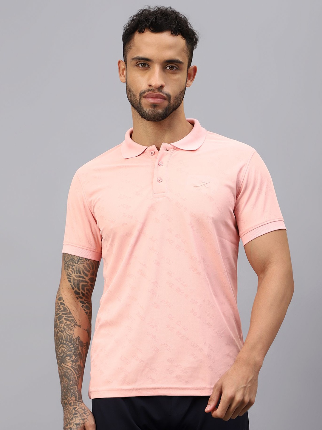 

VECTOR X Men Solid Polo Collar T-Shirt, Peach