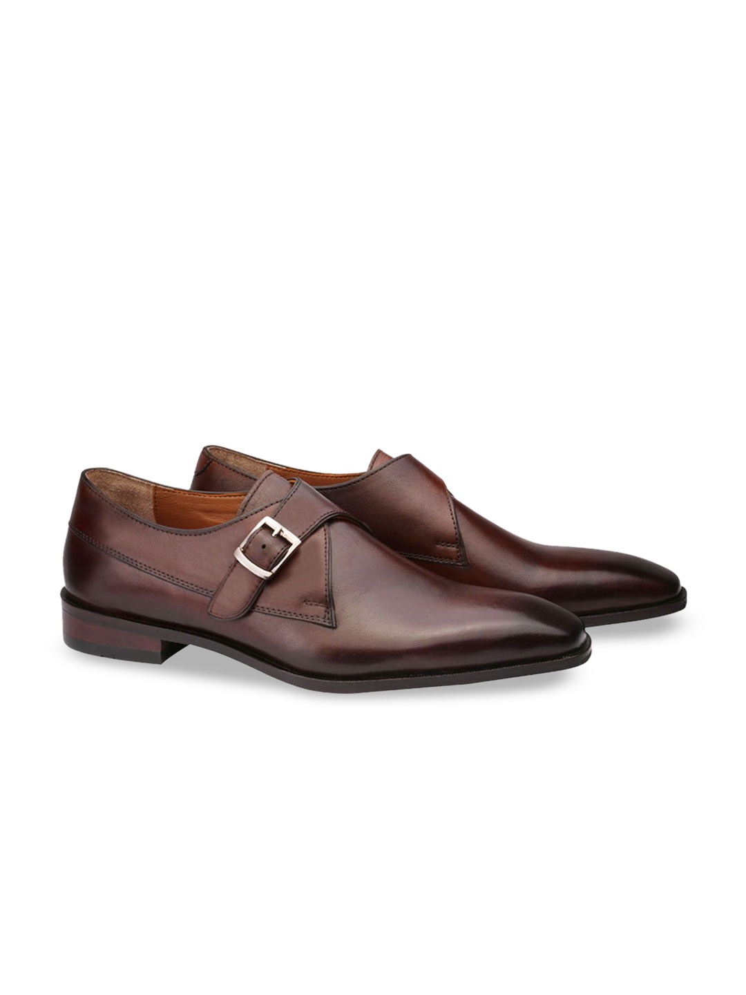 

Harrykson London Men Leather Slip-On Formal Monk Shoes, Brown