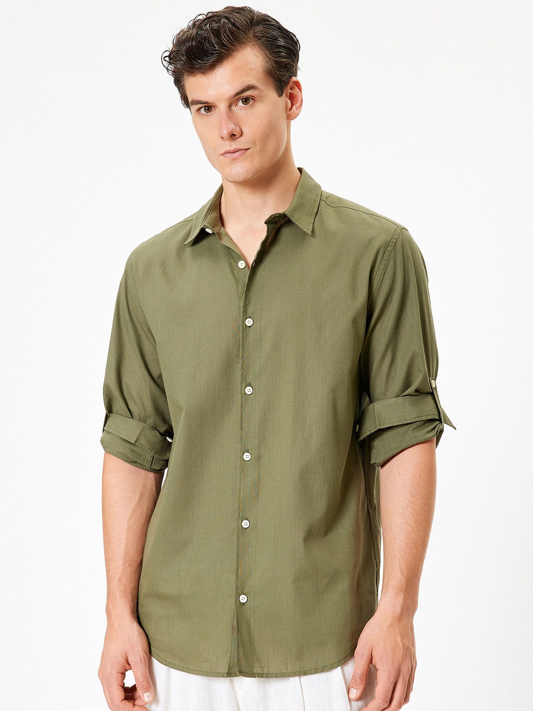 

Koton Men Opaque Casual Shirt, Khaki