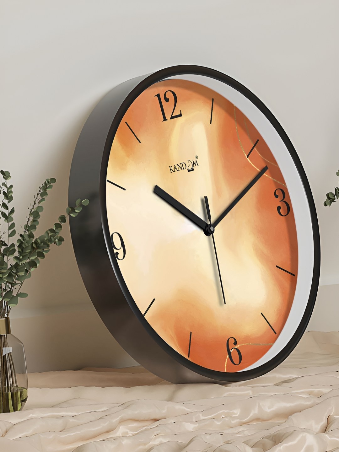 

RANDOM Printed Round Shaped Sweep Silent Movement Contemporary Wall Clock, Black