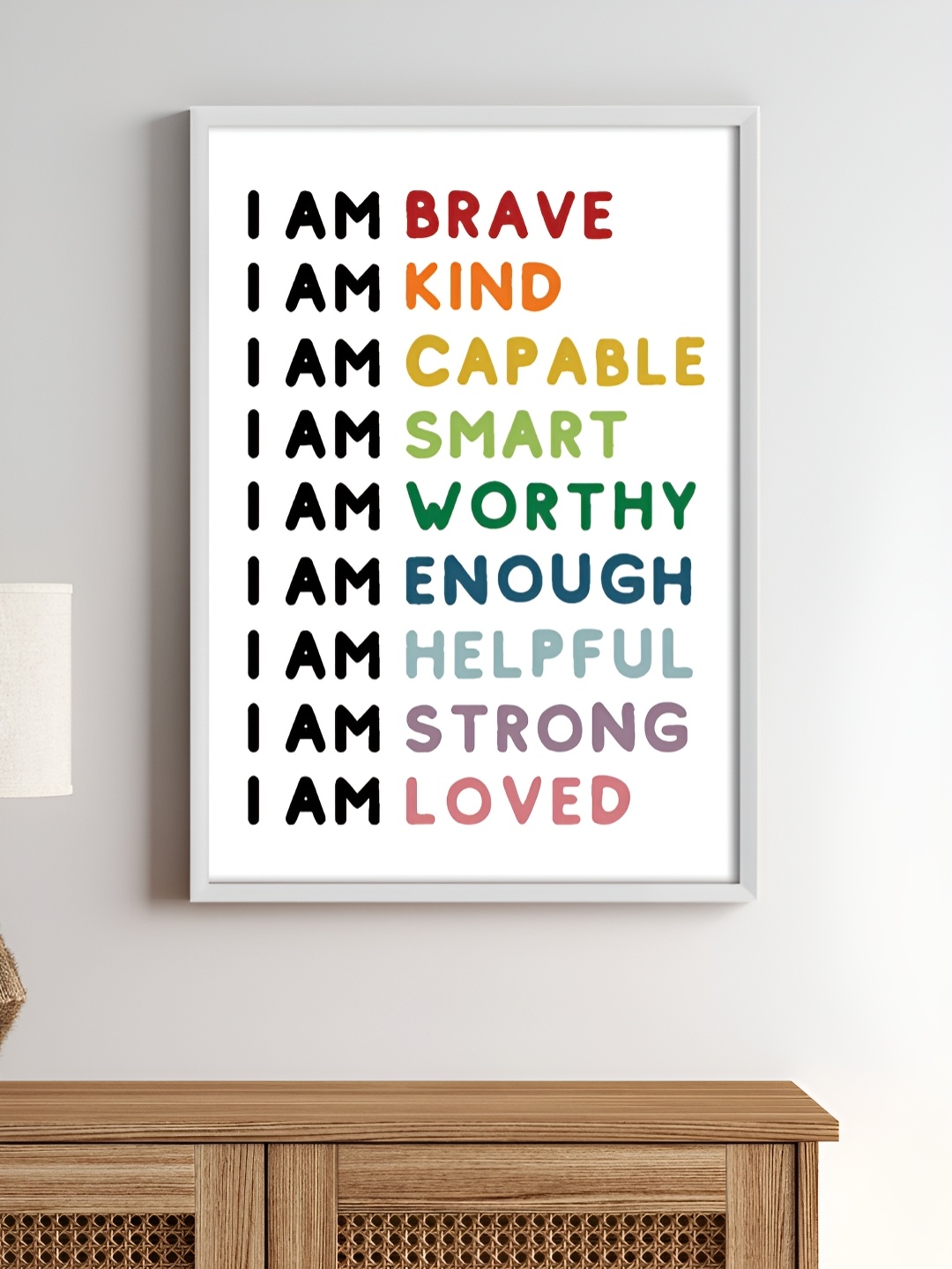 

My Kids Wall Positive Affirmations & Emotions White & Red Wooden Wall Art