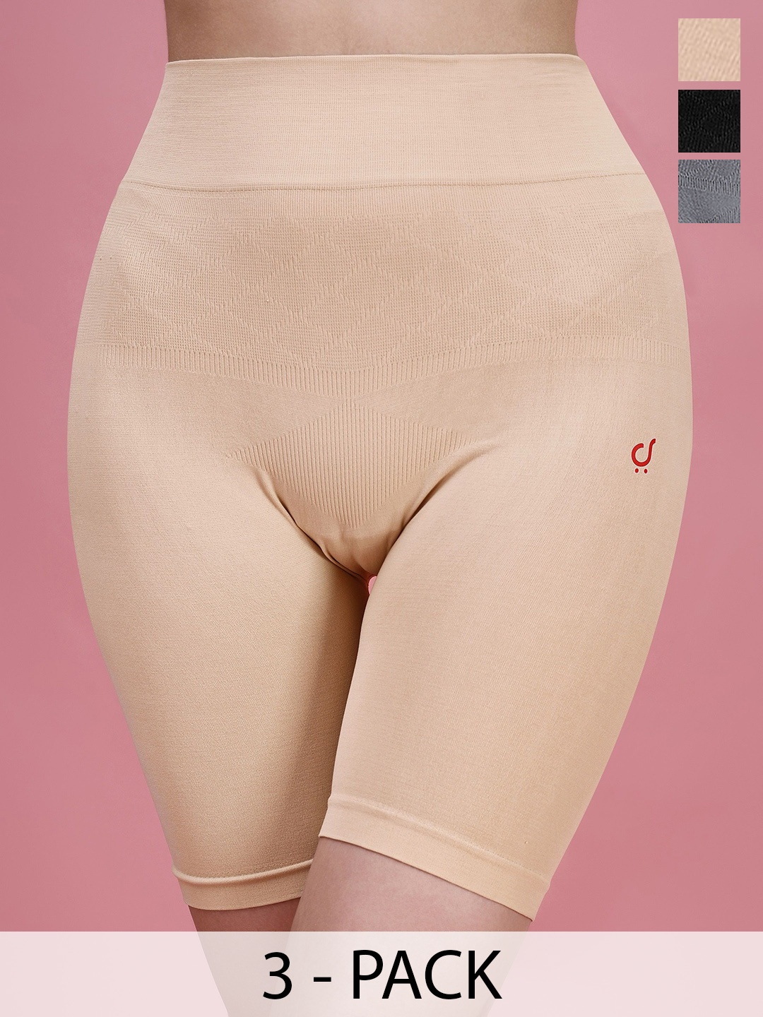 

Trendmalls Pack Of 3 Seamless Underwear Tummy & Thigh Shapewear, Beige